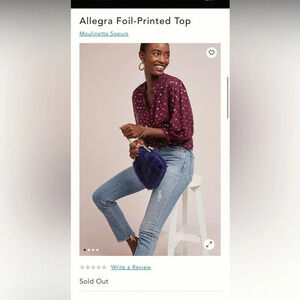 Anthropologie button up moulinette soeurs top Allegra Foil-Printed Top sz small